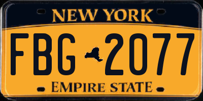 NY license plate FBG2077