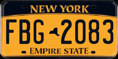 NY license plate FBG2083
