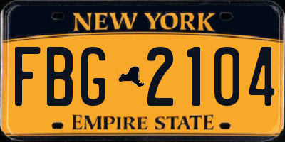 NY license plate FBG2104