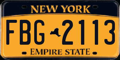 NY license plate FBG2113