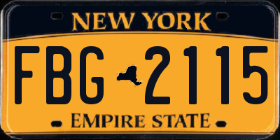 NY license plate FBG2115