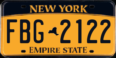 NY license plate FBG2122