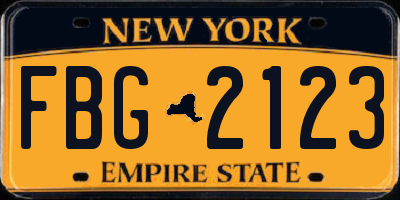 NY license plate FBG2123