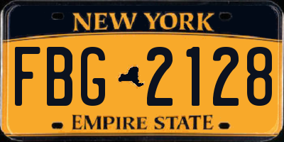 NY license plate FBG2128
