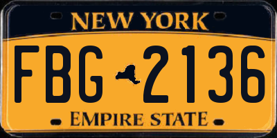 NY license plate FBG2136