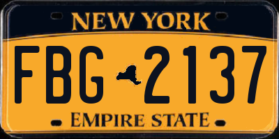 NY license plate FBG2137
