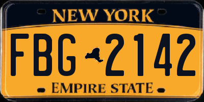 NY license plate FBG2142