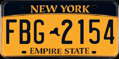 NY license plate FBG2154