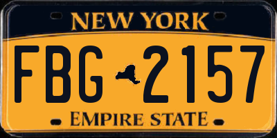 NY license plate FBG2157
