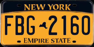 NY license plate FBG2160
