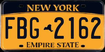 NY license plate FBG2162