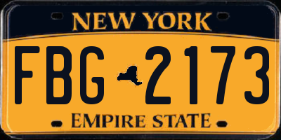 NY license plate FBG2173
