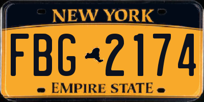 NY license plate FBG2174