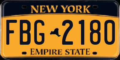 NY license plate FBG2180
