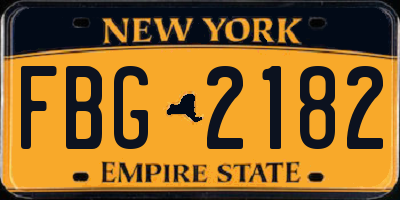 NY license plate FBG2182