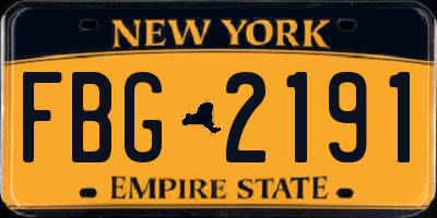 NY license plate FBG2191
