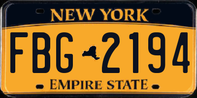 NY license plate FBG2194