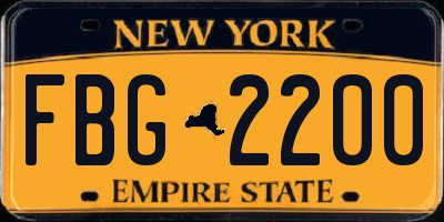 NY license plate FBG2200