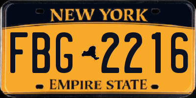 NY license plate FBG2216