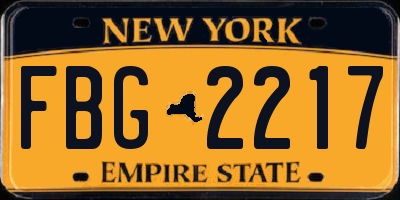 NY license plate FBG2217