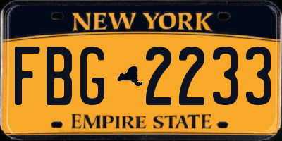 NY license plate FBG2233