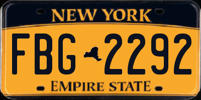 NY license plate FBG2292