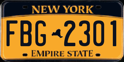 NY license plate FBG2301