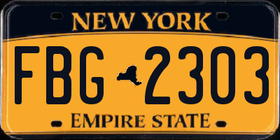 NY license plate FBG2303