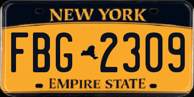 NY license plate FBG2309