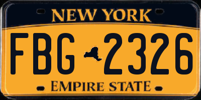 NY license plate FBG2326