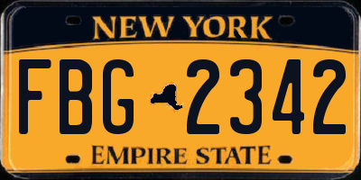 NY license plate FBG2342