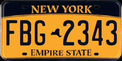 NY license plate FBG2343