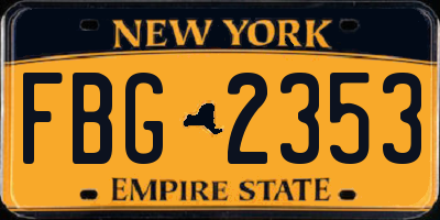 NY license plate FBG2353
