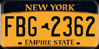 NY license plate FBG2362