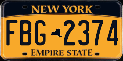 NY license plate FBG2374