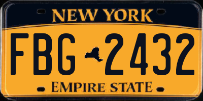 NY license plate FBG2432