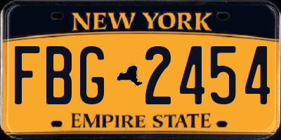 NY license plate FBG2454