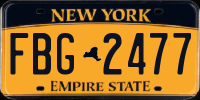 NY license plate FBG2477
