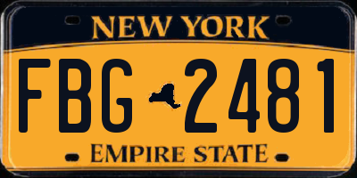 NY license plate FBG2481