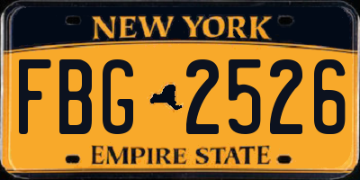 NY license plate FBG2526
