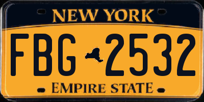 NY license plate FBG2532