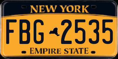 NY license plate FBG2535