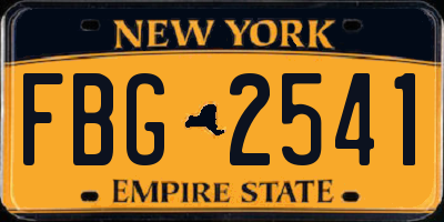 NY license plate FBG2541