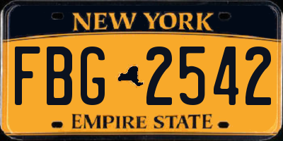 NY license plate FBG2542