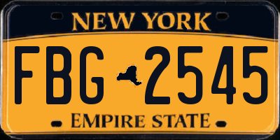 NY license plate FBG2545