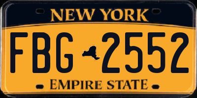 NY license plate FBG2552