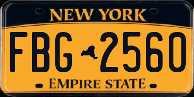 NY license plate FBG2560