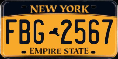NY license plate FBG2567