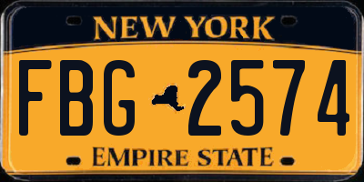 NY license plate FBG2574