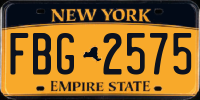 NY license plate FBG2575